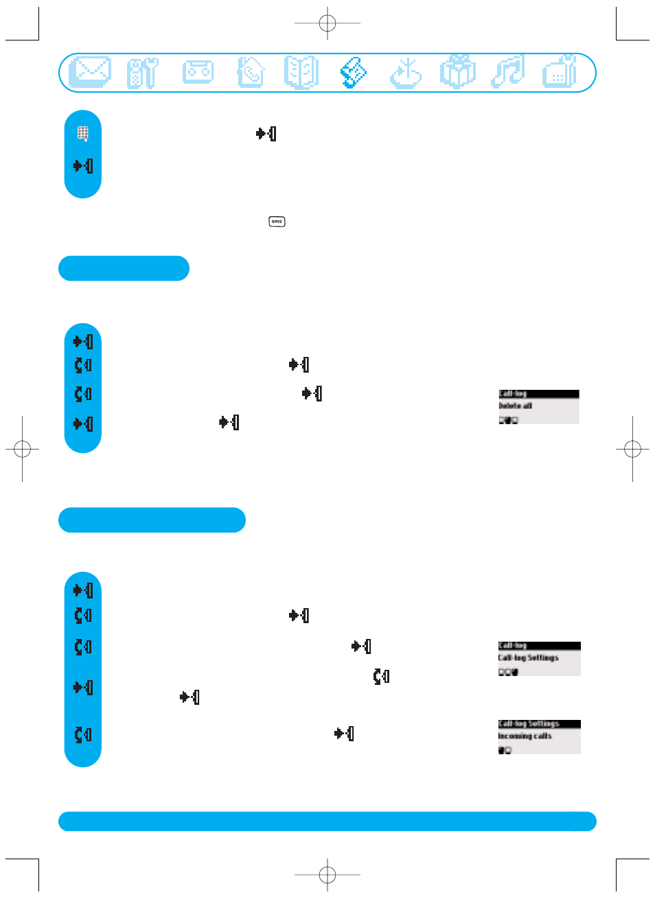 Delete all call log settings | Philips DECT515 User Manual | Page 46 / 67