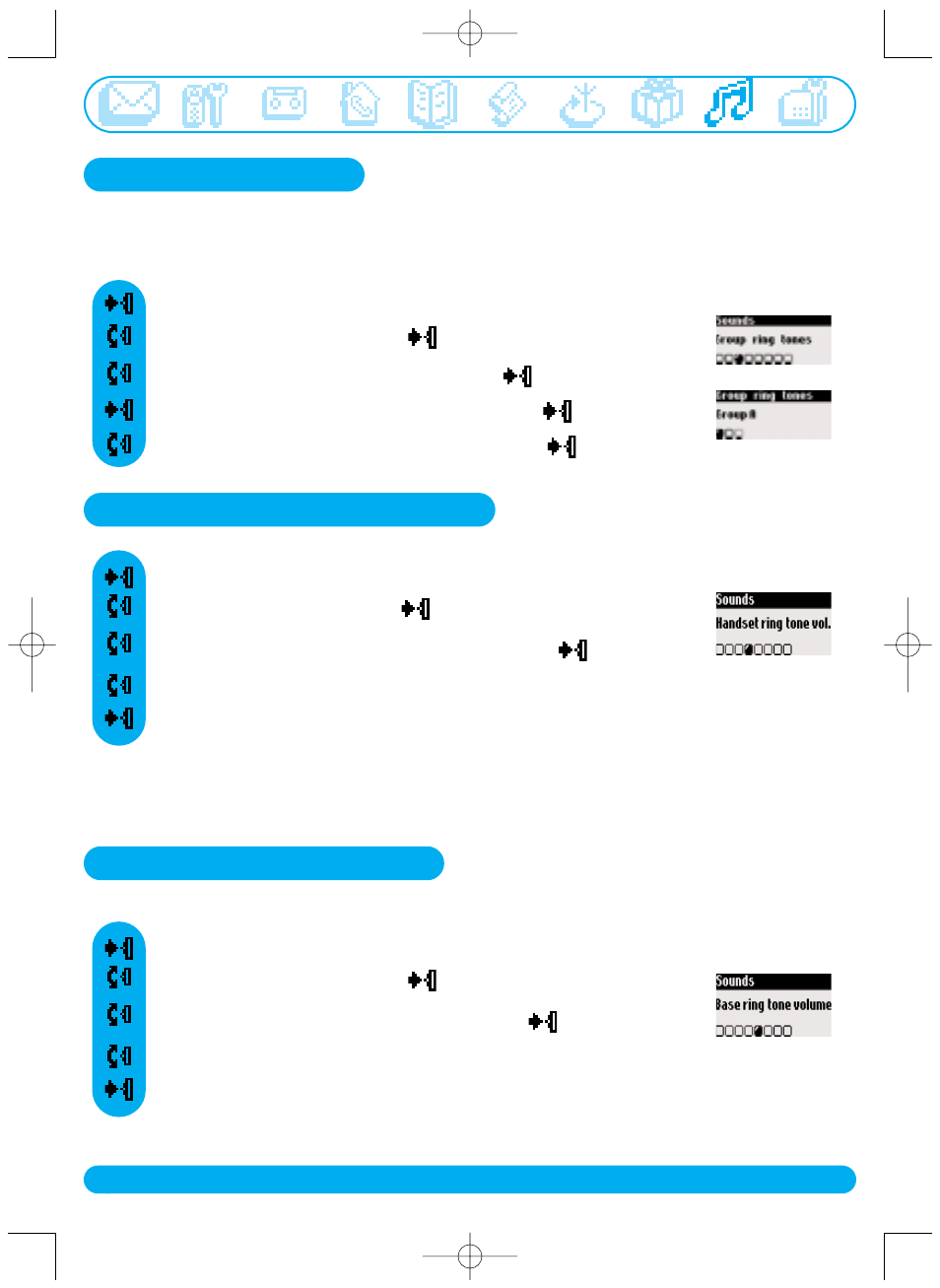 Handset ring tone volume group ring tones, Base ring tone volume | Philips DECT515 User Manual | Page 51 / 67