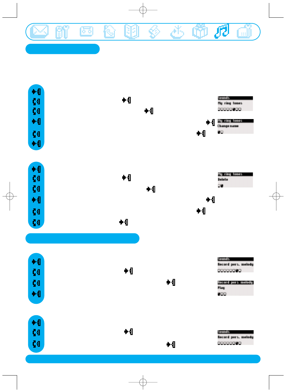 My ring tones, Record personal melody | Philips DECT515 User Manual | Page 52 / 67