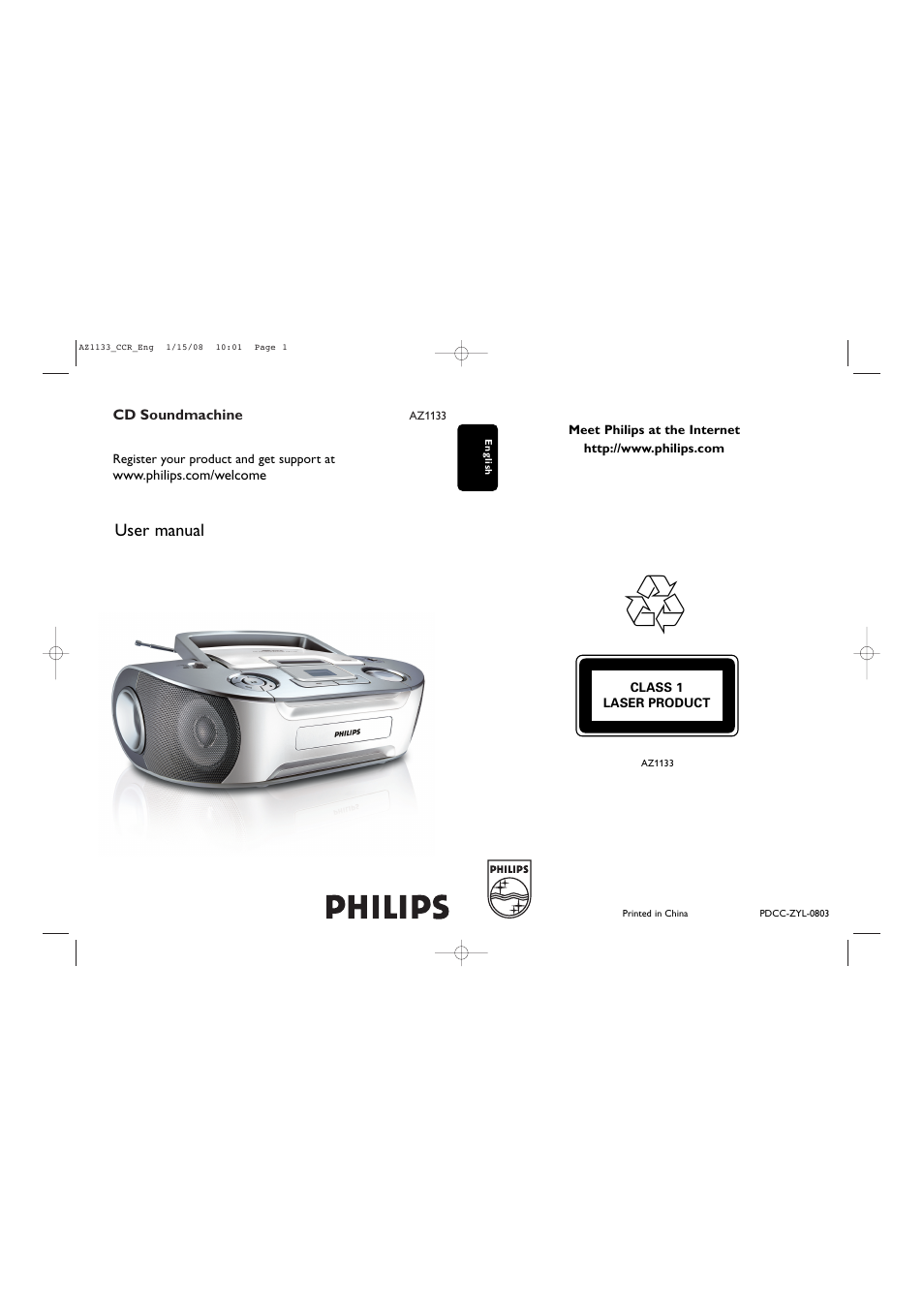 Philips CD SOUNDMACHINE AZ1133 User Manual | 6 pages