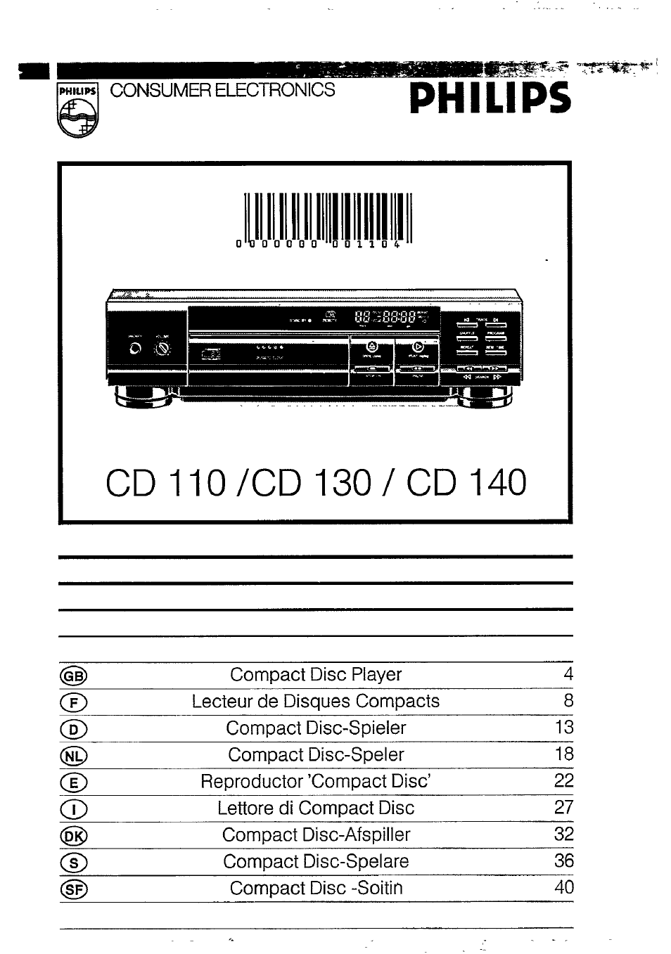 Philips CD 110 User Manual | 10 pages