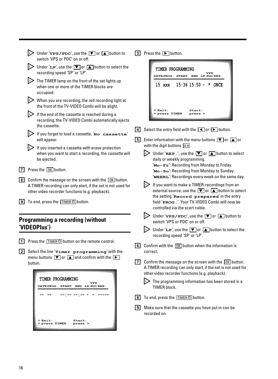 Programming a recording (without ’videoplus’) | Philips 25PV707 User Manual | Page 18 / 24