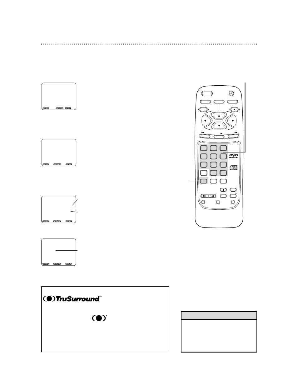 38 audio settings, Helpful hint, Press the number 3 button to select audio | Go to step 4 to change these settings | Philips SVD100 User Manual | Page 38 / 52