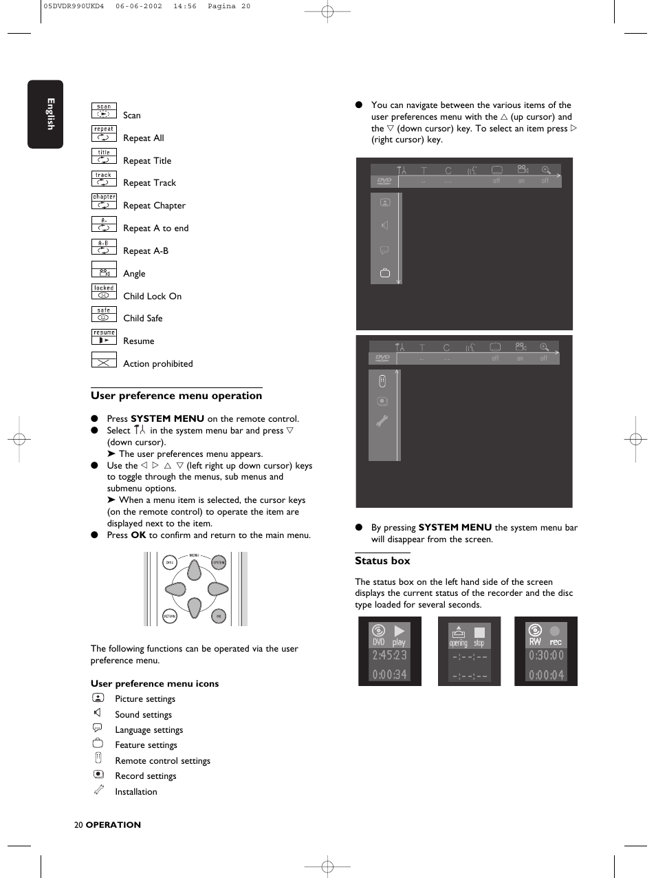 Philips DVDR990 User Manual | Page 20 / 62