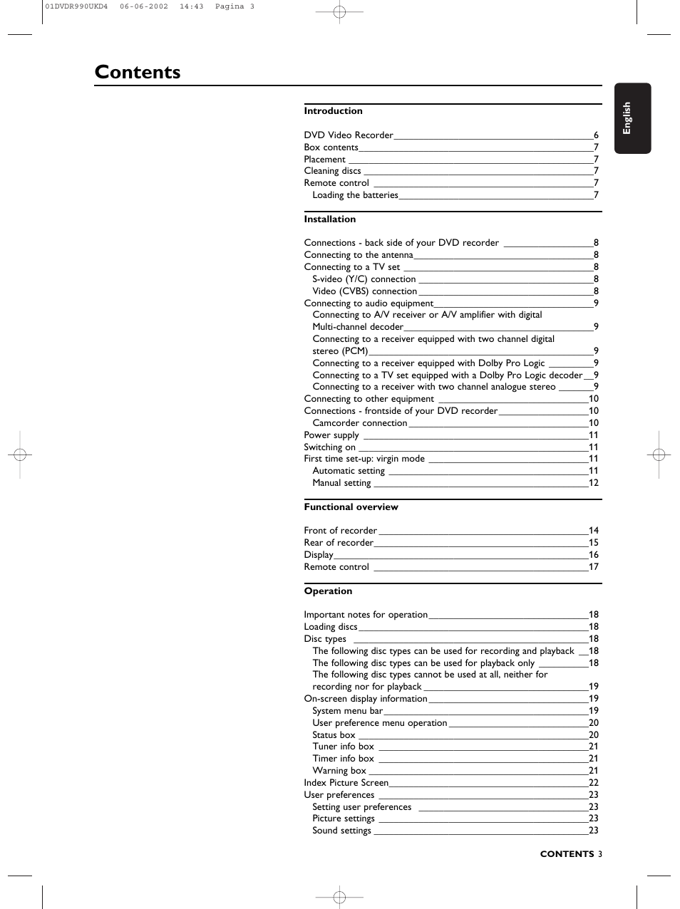 Philips DVDR990 User Manual | Page 3 / 62