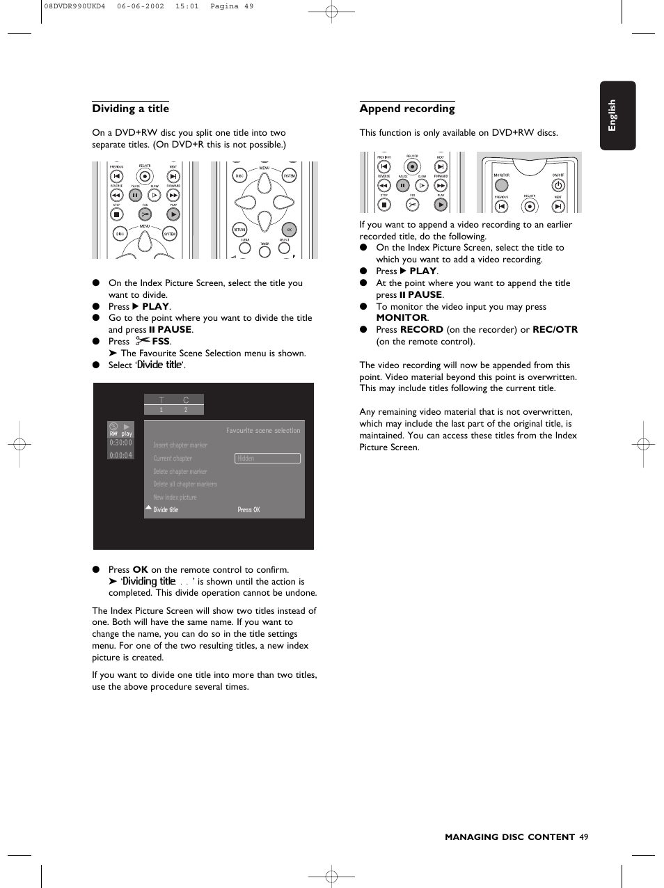 Philips DVDR990 User Manual | Page 49 / 62