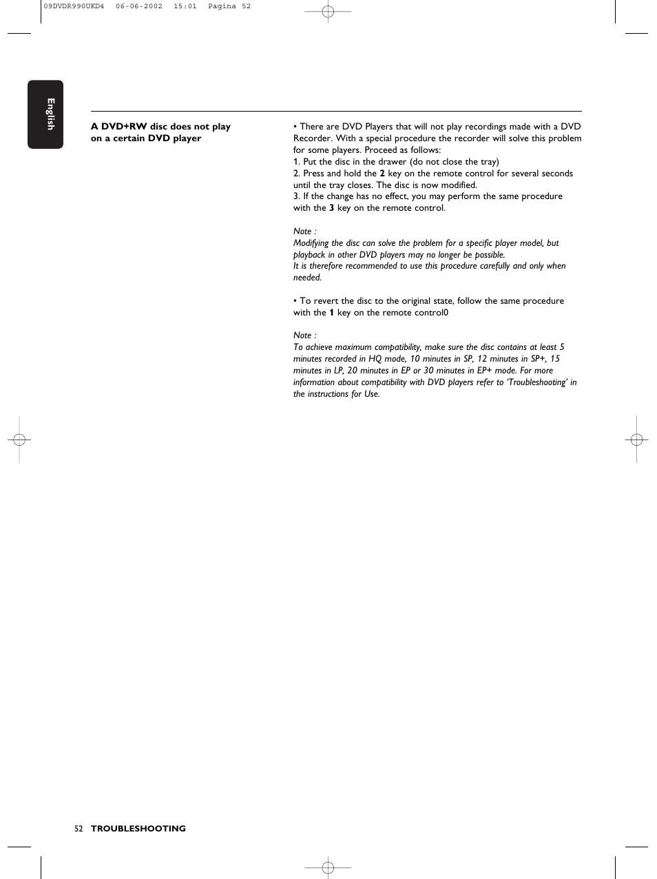 Philips DVDR990 User Manual | Page 52 / 62