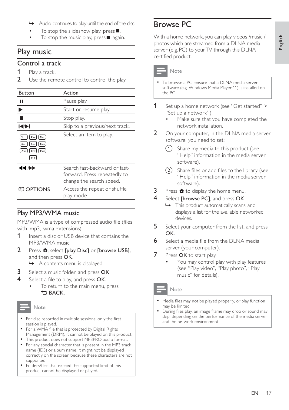 Browse pc, Play music | Philips BDP5100 User Manual | Page 16 / 48