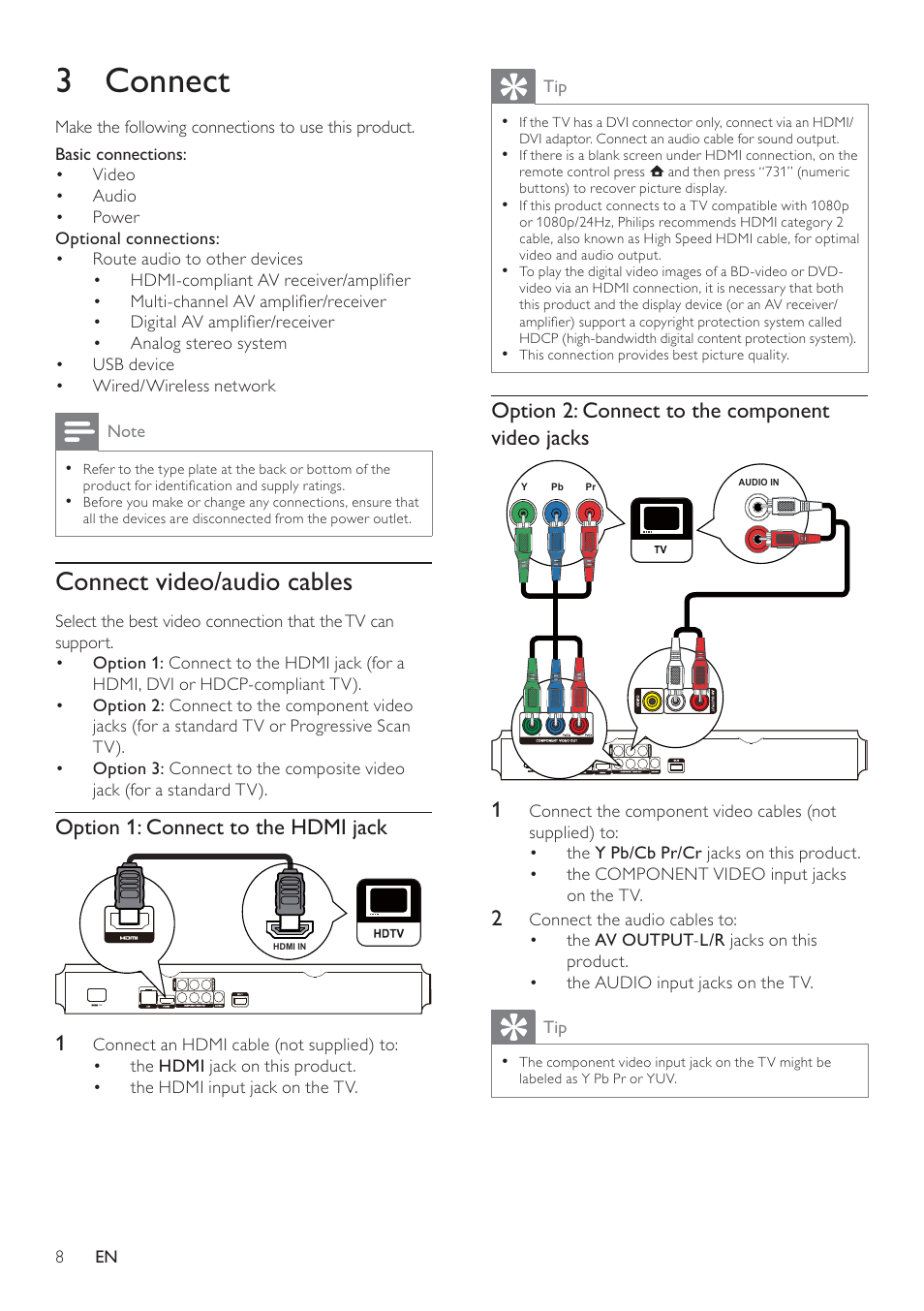 3 connect | Philips BDP5100 User Manual | Page 7 / 48