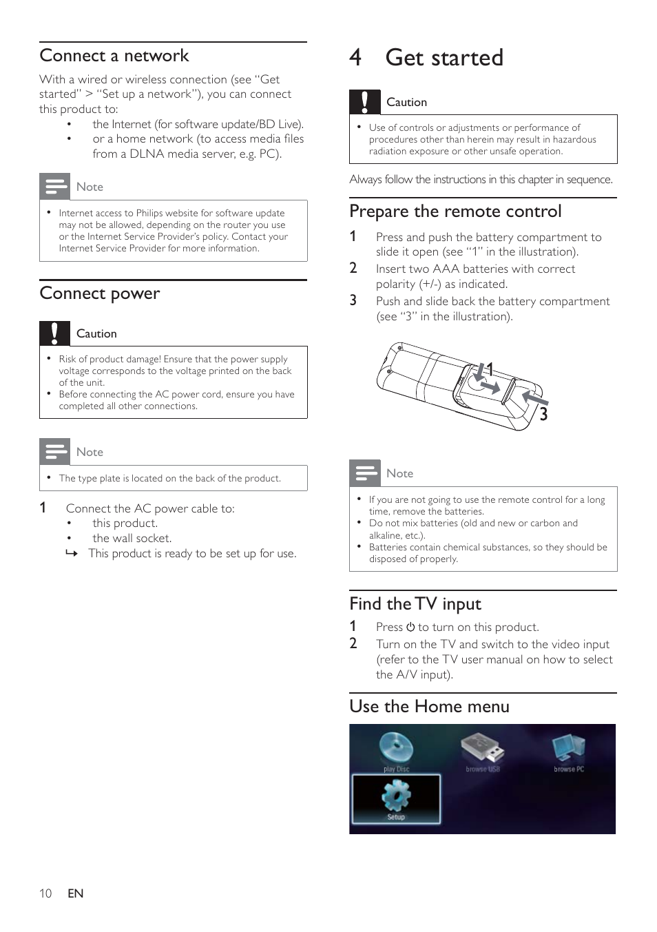 4 get started | Philips BDP5100 User Manual | Page 9 / 48