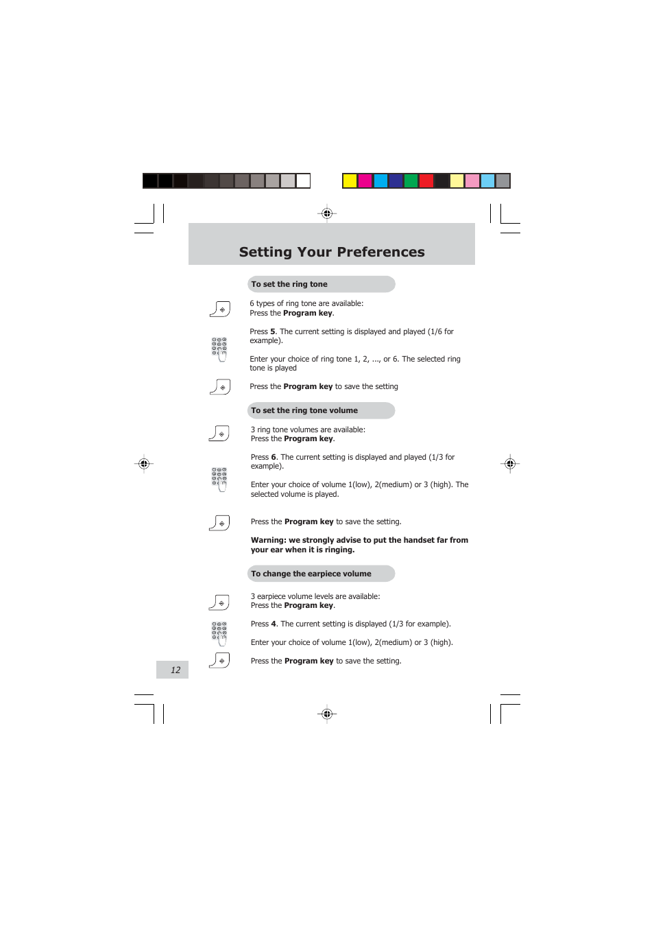 Setting your preferences | Philips DECT 121 User Manual | Page 13 / 18