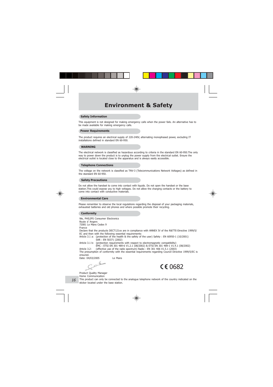 Environment & safety | Philips DECT 121 User Manual | Page 17 / 18