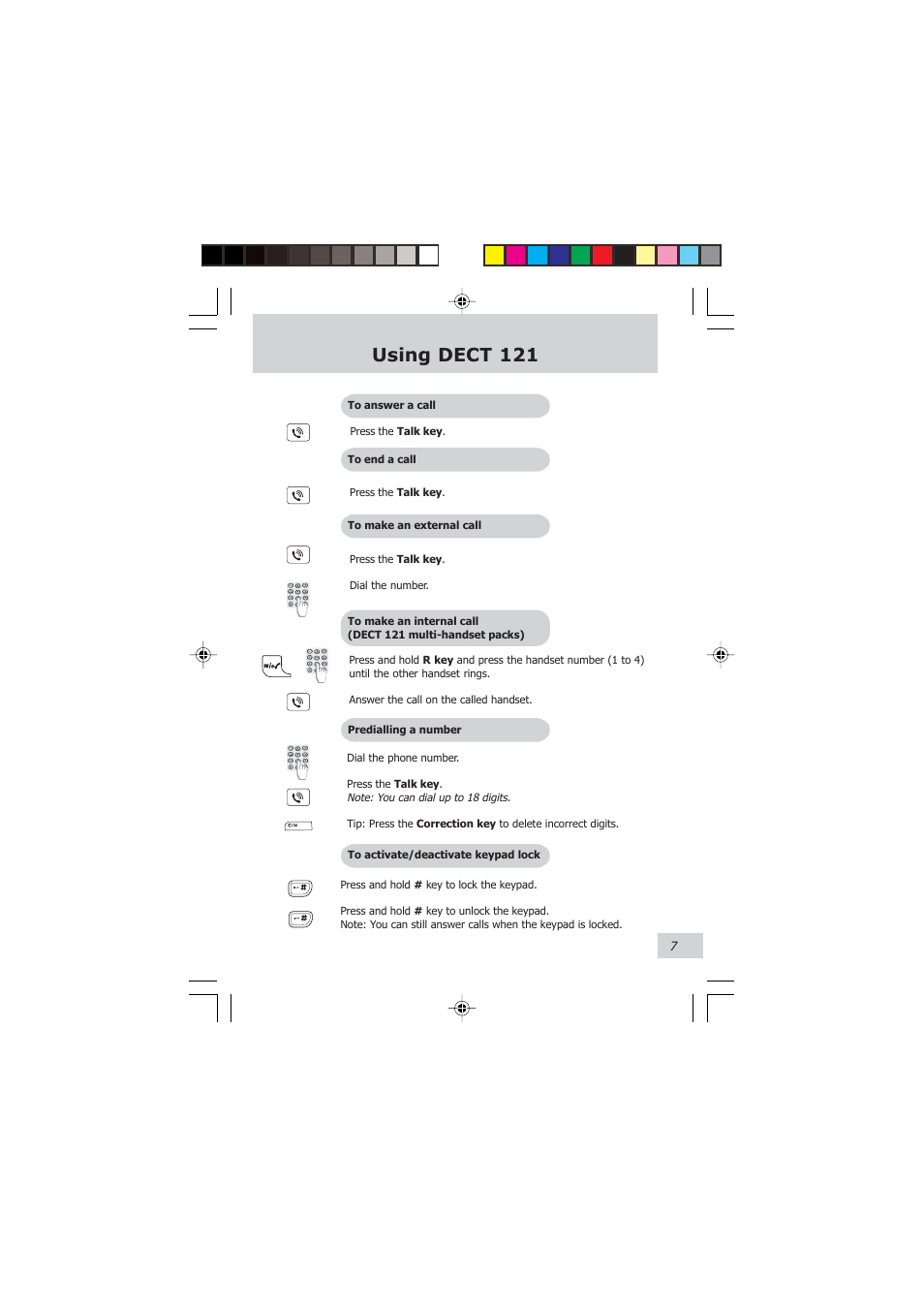 Using dect 121 | Philips DECT 121 User Manual | Page 8 / 18