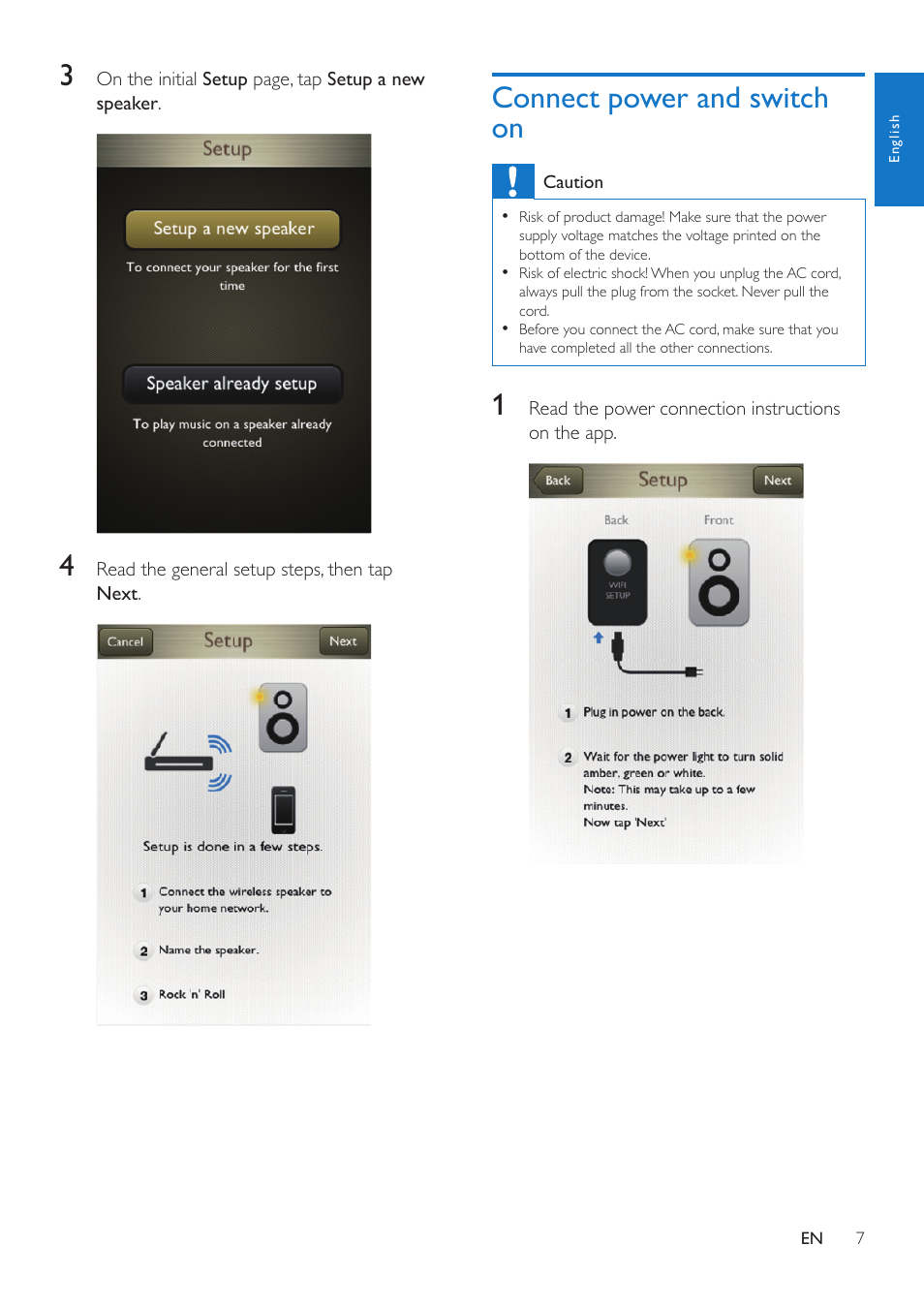Connect power and switch on | Philips AW5000 User Manual | Page 9 / 32