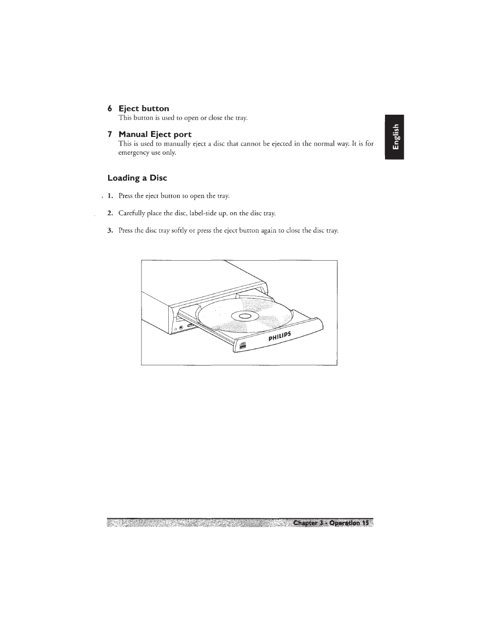 6 eject button, 7 manual eject port, Loading a disc | Philips PCA460RW User Manual | Page 17 / 22
