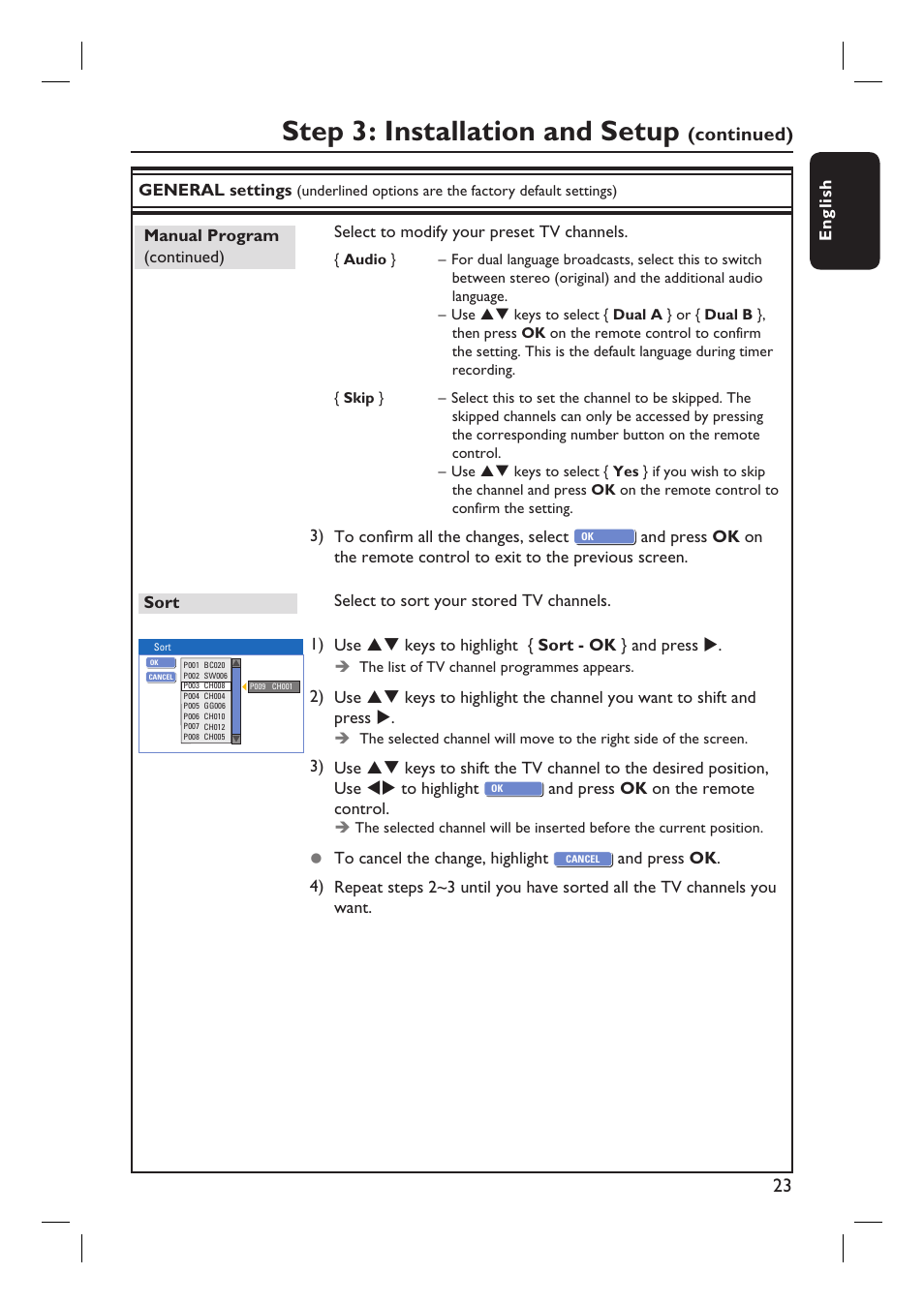 Step 3: installation and setup, Continued) | Philips DVDR3360H User Manual | Page 23 / 73