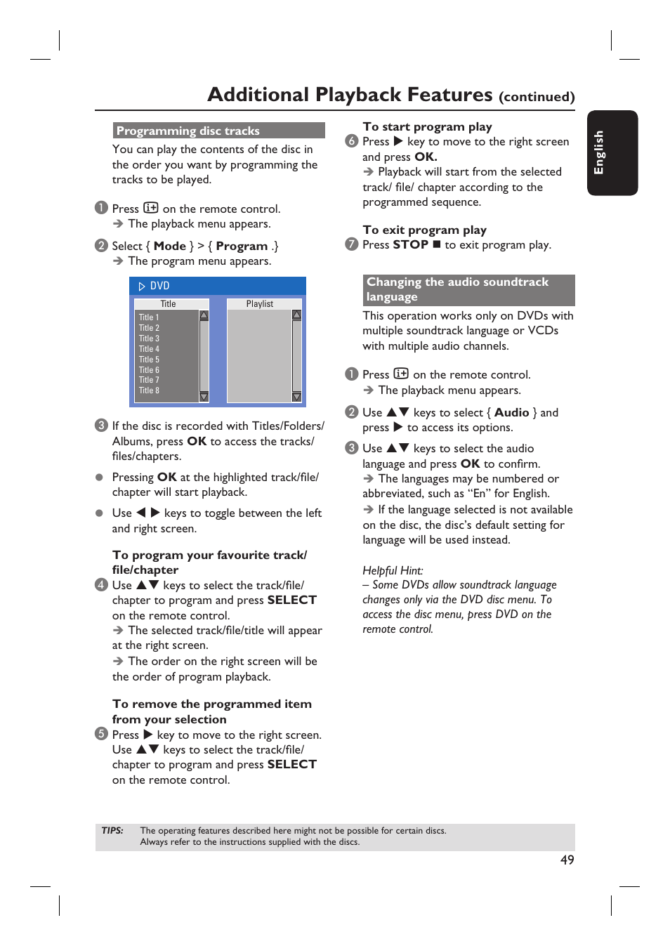 Additional playback features | Philips DVDR3360H User Manual | Page 49 / 73