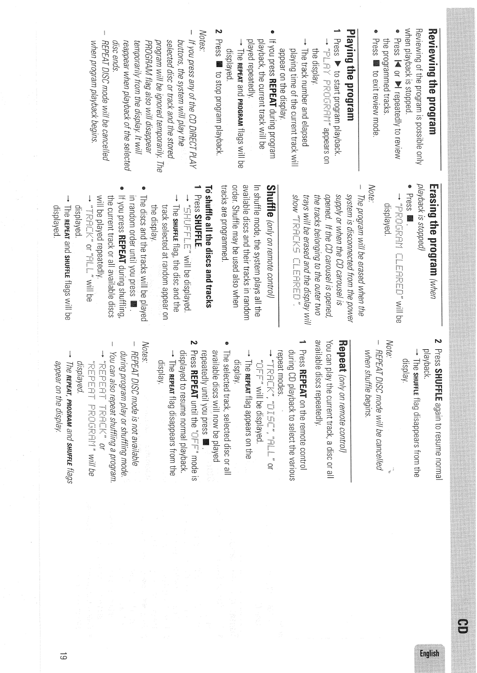 Reviewing the program, Playing the program | Philips FW830C User Manual | Page 19 / 80