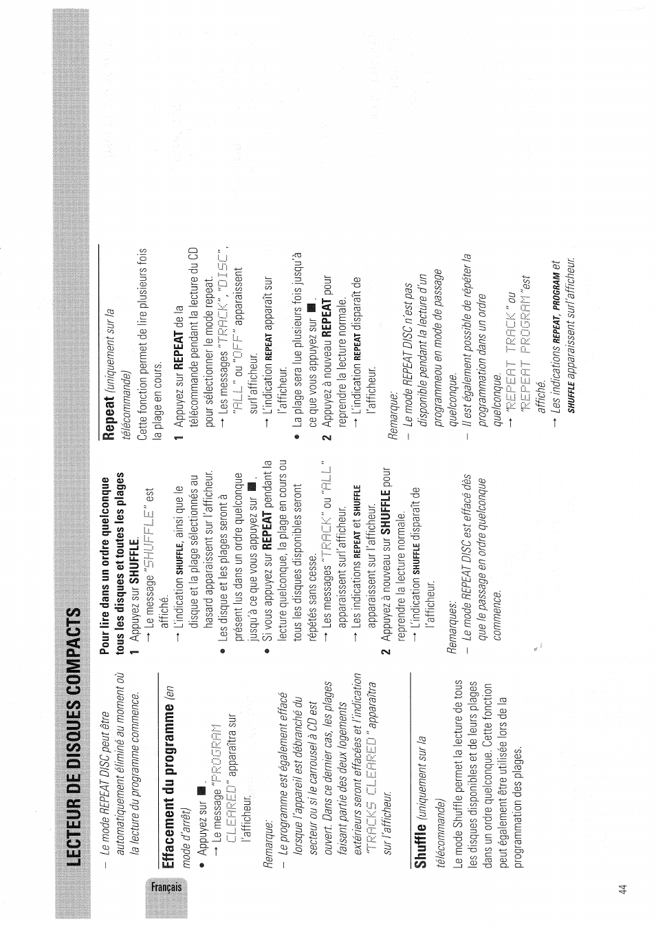 Effacement du programme (en, Lecteur de disques compacts | Philips FW830C User Manual | Page 44 / 80