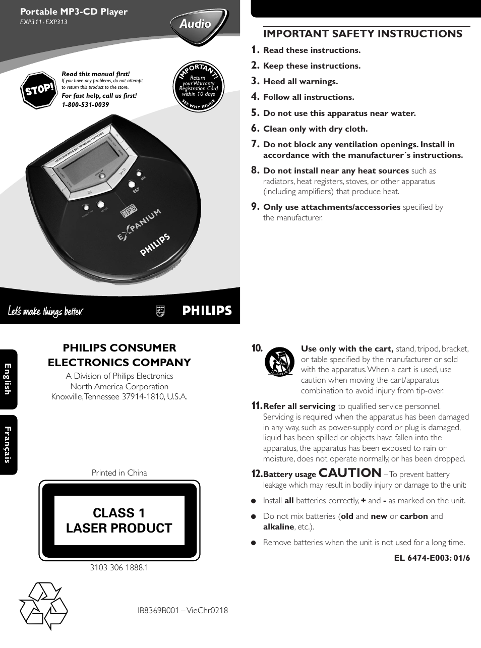 Philips 313 User Manual | 9 pages