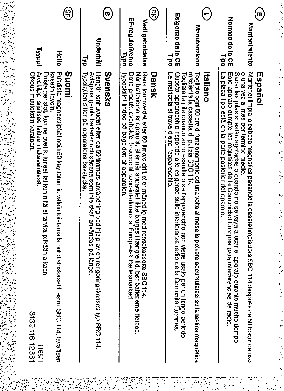 Español, Italiano, Dansk | Svenska, Suomi, Qitaliano | Philips AQ6492/00 User Manual | Page 4 / 6