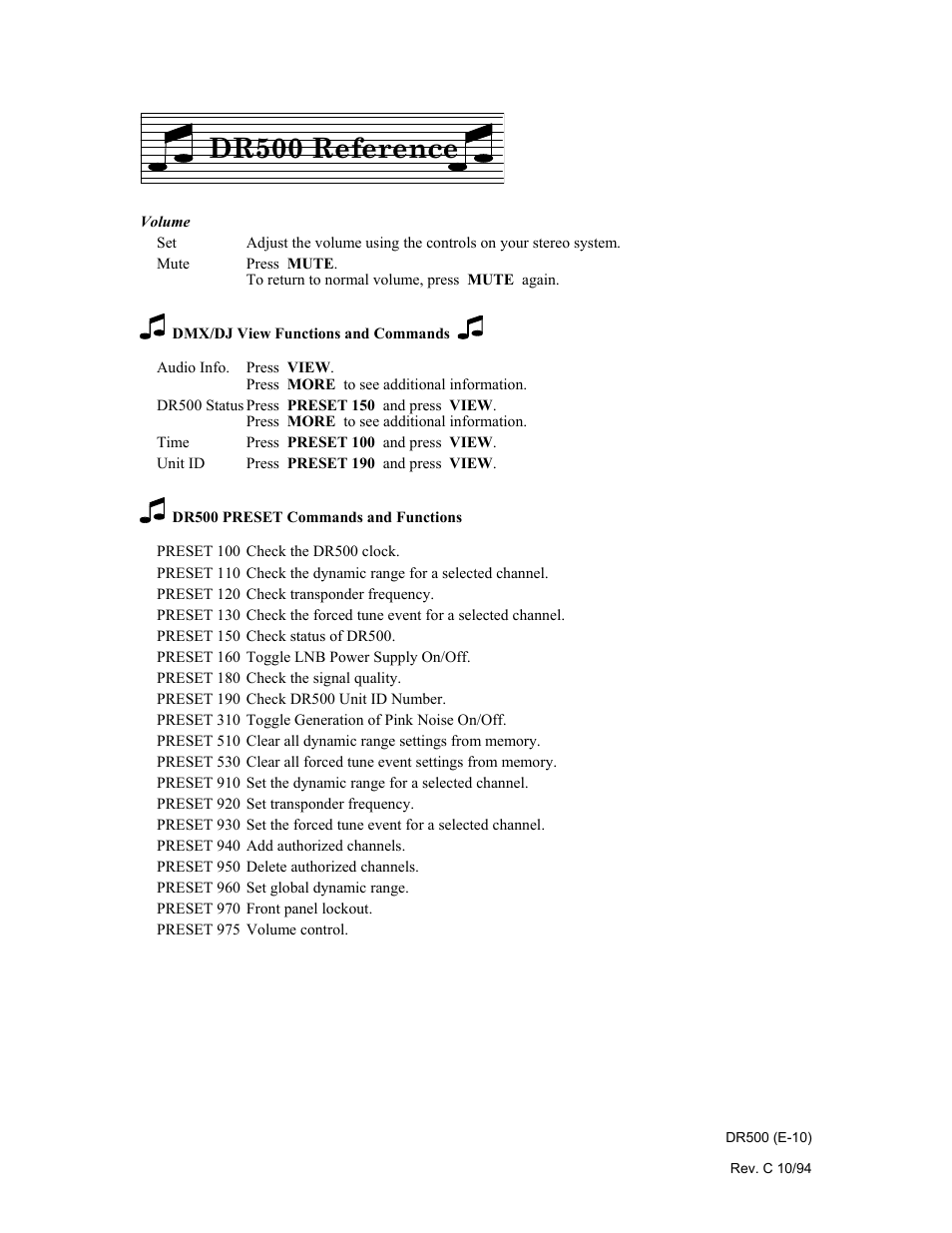 Dr500 reference | Philips Digital Audio Satellite Receiver DR500 User Manual | Page 10 / 47