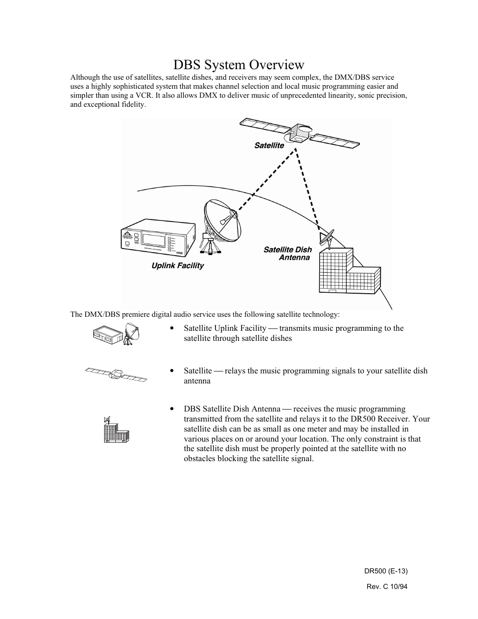 Dbs system overview | Philips Digital Audio Satellite Receiver DR500 User Manual | Page 13 / 47