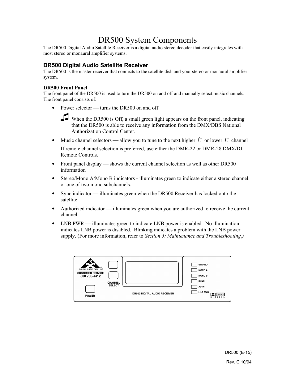 Dr500 system components | Philips Digital Audio Satellite Receiver DR500 User Manual | Page 15 / 47