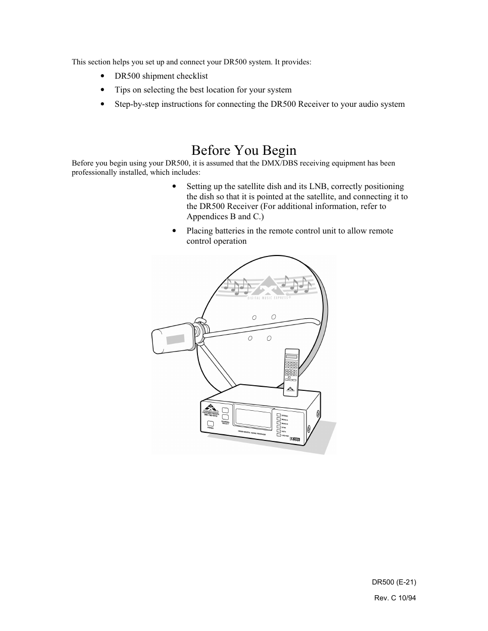 Before you begin | Philips Digital Audio Satellite Receiver DR500 User Manual | Page 21 / 47