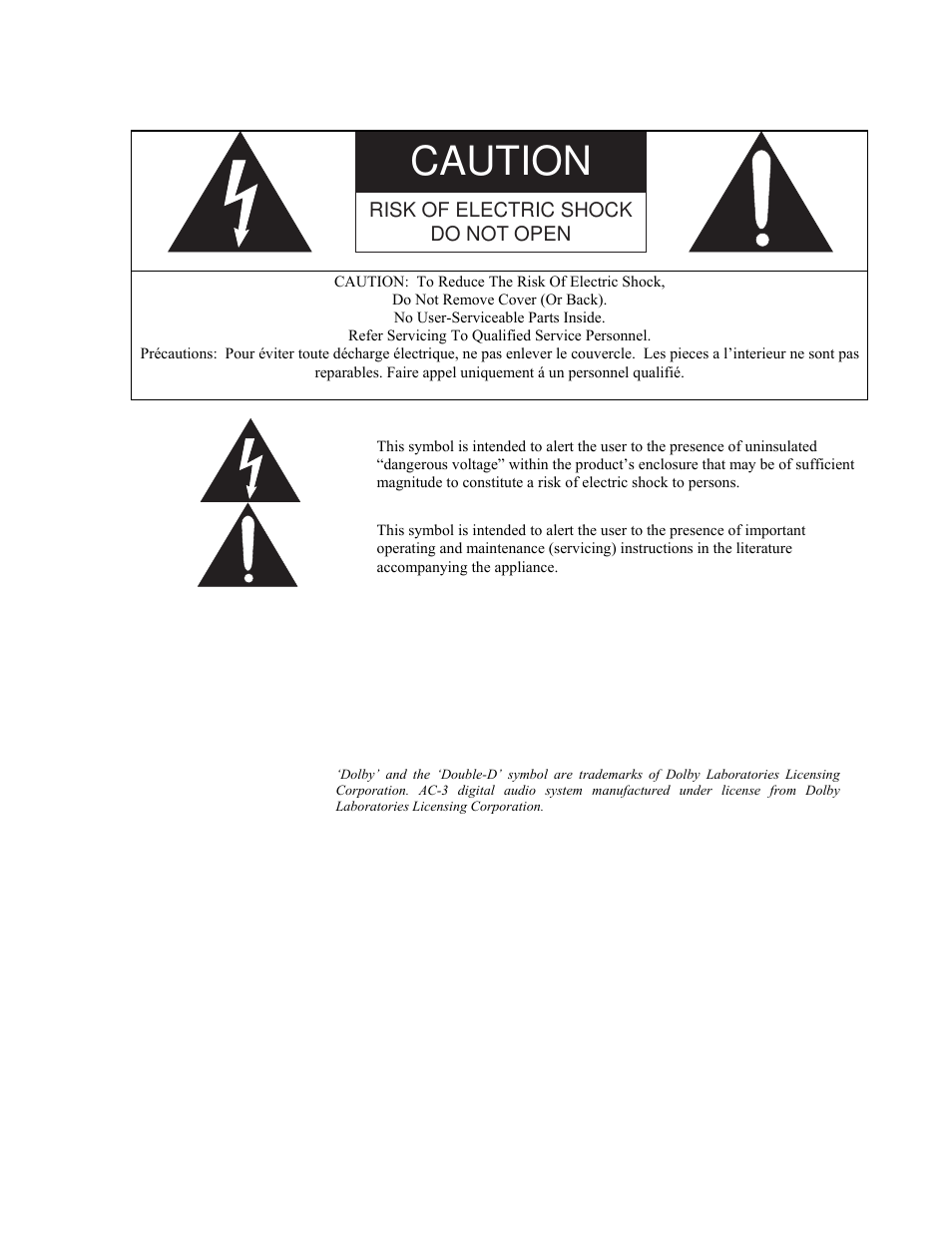 Caution, Risk of electric shock do not open | Philips Digital Audio Satellite Receiver DR500 User Manual | Page 3 / 47