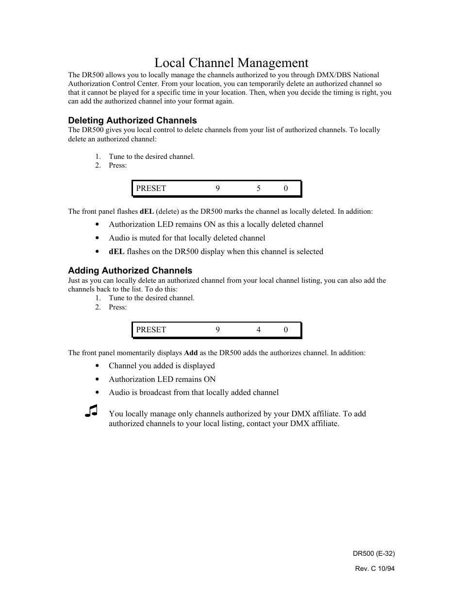 Local channel management | Philips Digital Audio Satellite Receiver DR500 User Manual | Page 32 / 47