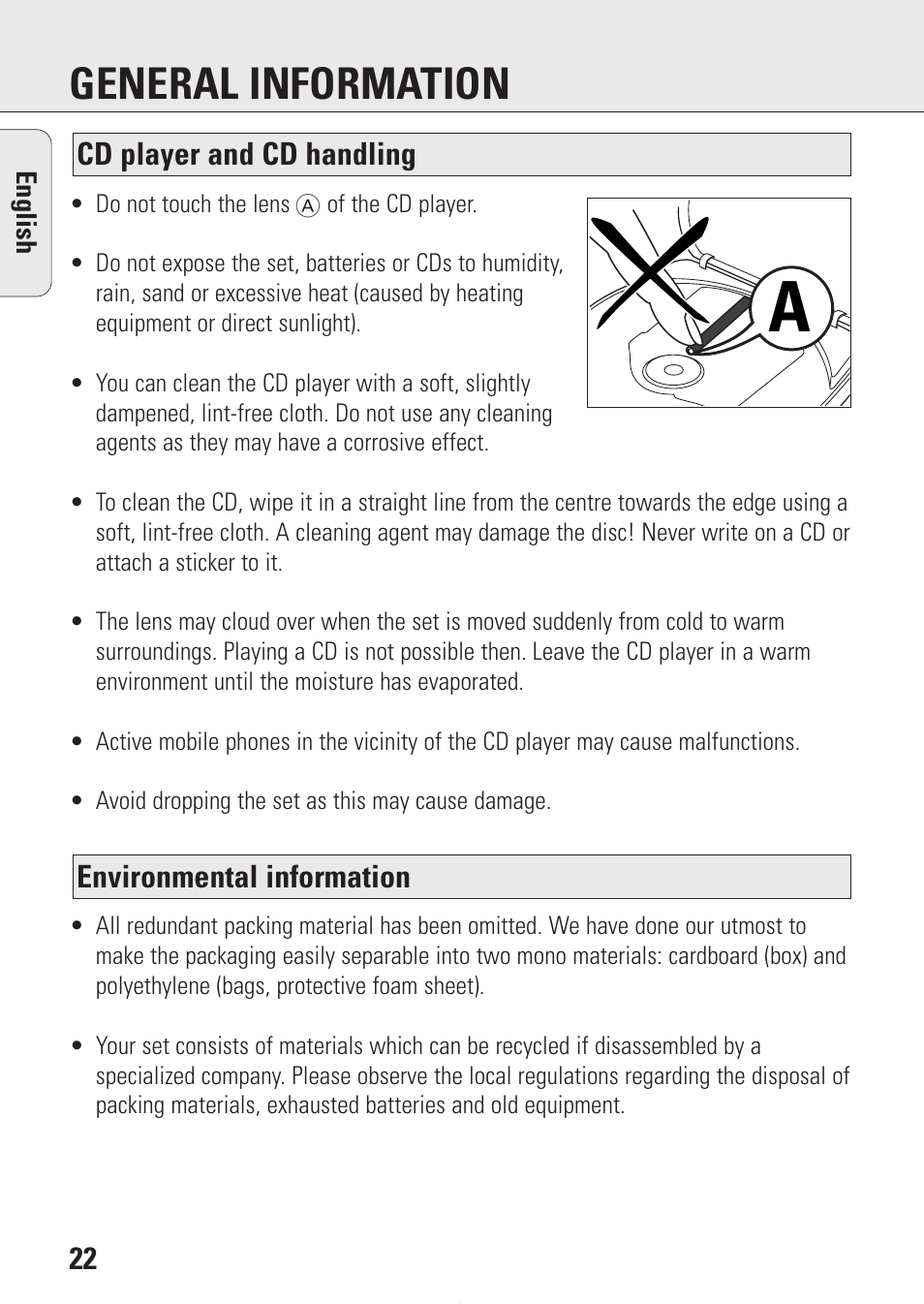 General information | Philips AZ9214 User Manual | Page 22 / 65