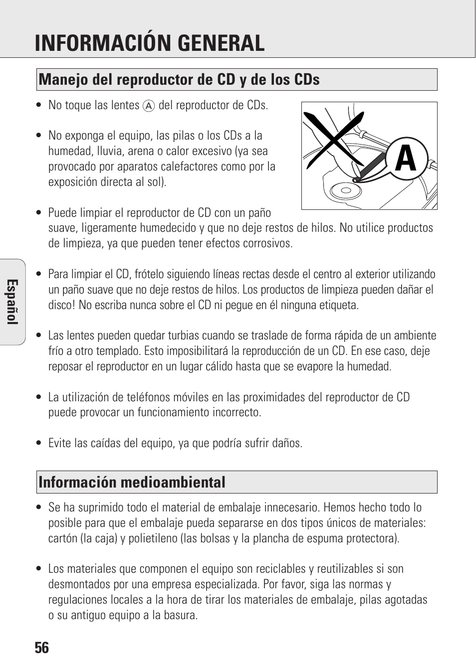 Información general | Philips AZ9214 User Manual | Page 56 / 65