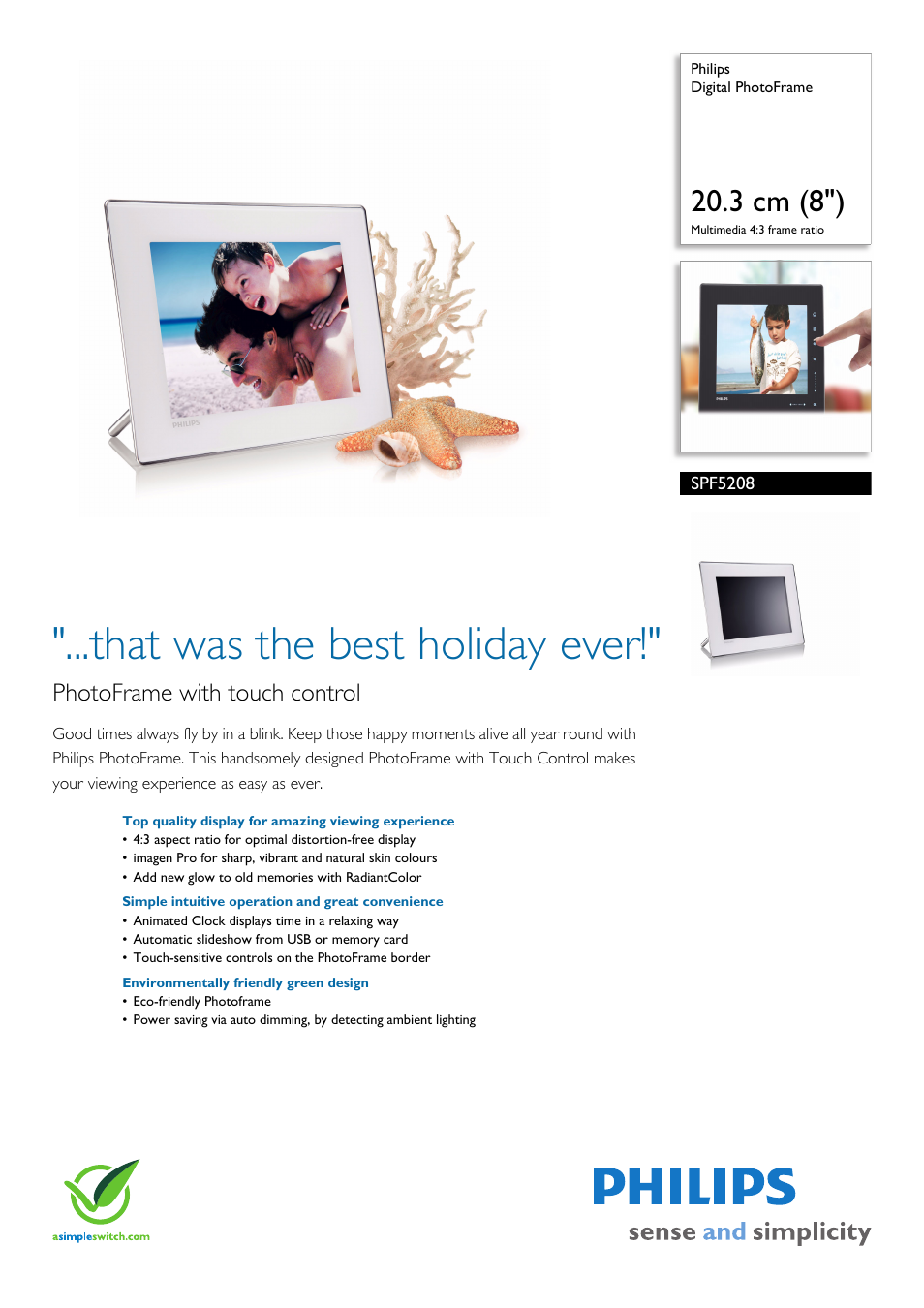 Philips SPF5208/12 User Manual | 2 pages