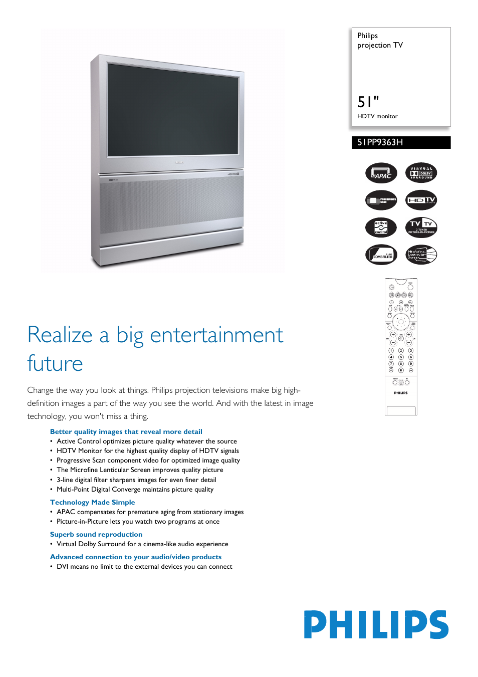 Philips 51PP9363H User Manual | 2 pages