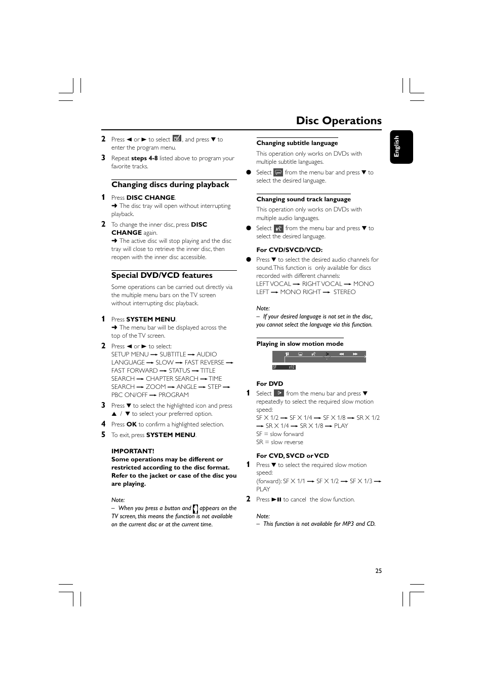 Disc operations | Philips FW-D596 User Manual | Page 25 / 48