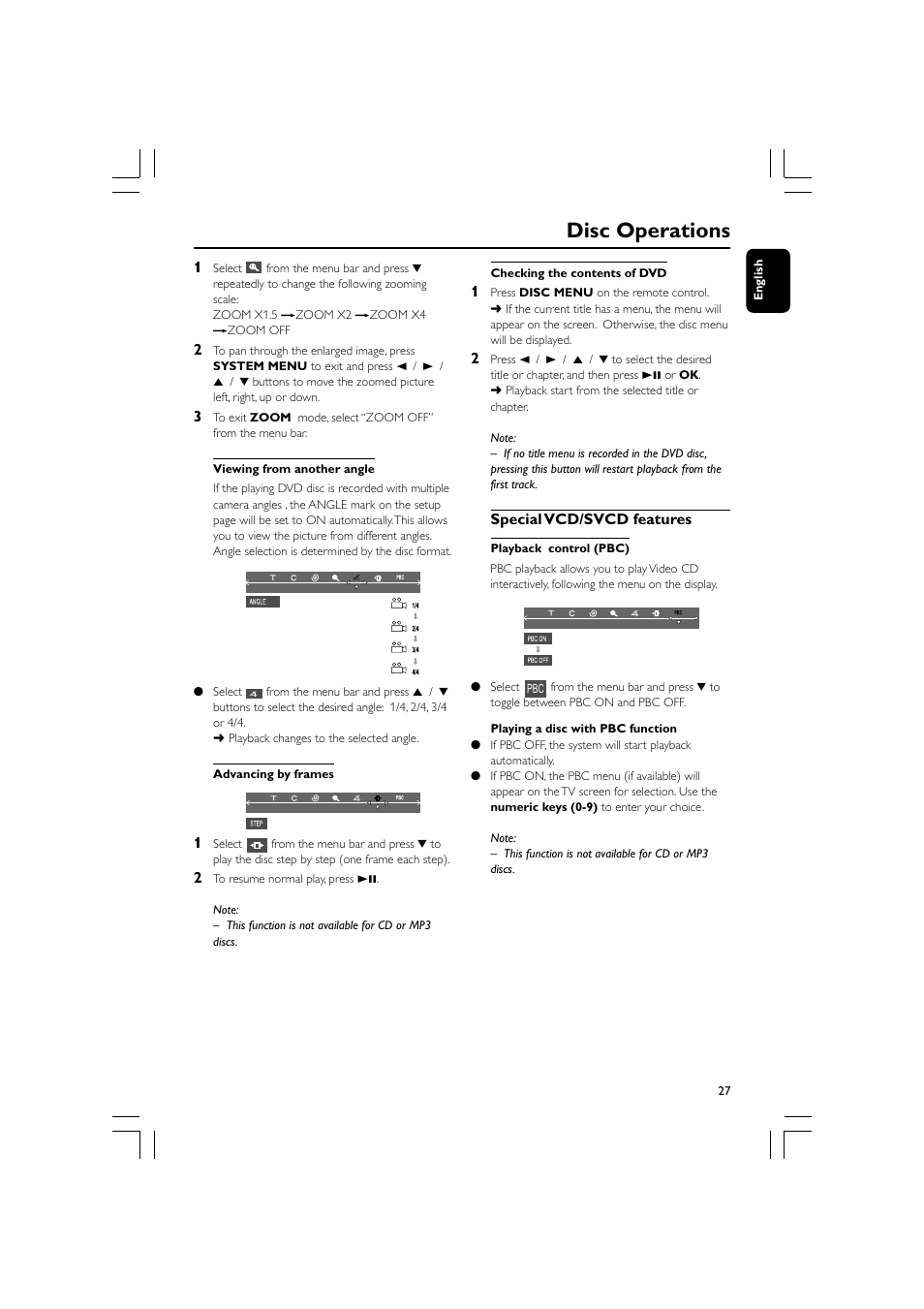 Disc operations | Philips FW-D596 User Manual | Page 27 / 48