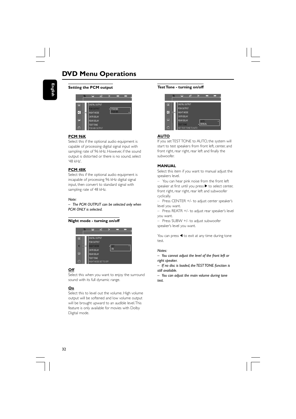 Dvd menu operations | Philips FW-D596 User Manual | Page 32 / 48