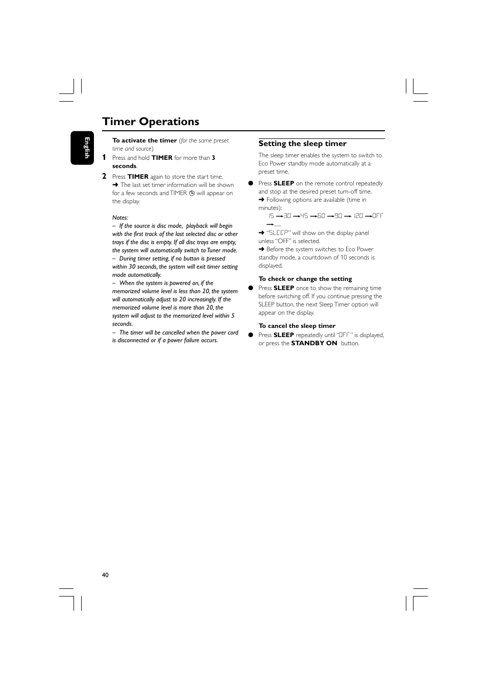 Timer operations | Philips FW-D596 User Manual | Page 40 / 48