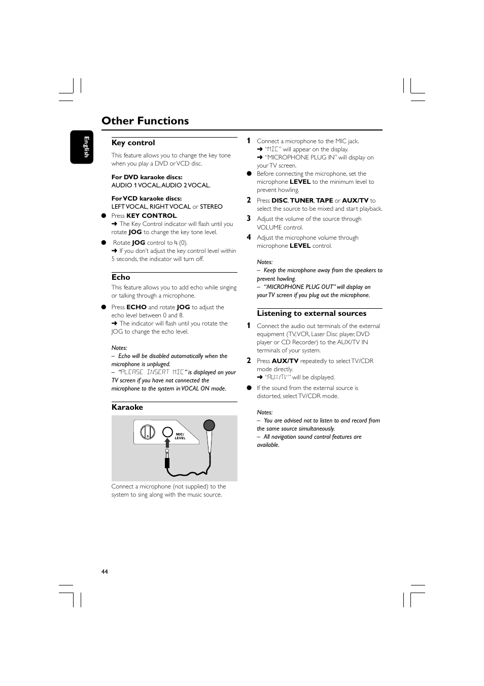 Other functions | Philips FW-D596 User Manual | Page 44 / 48