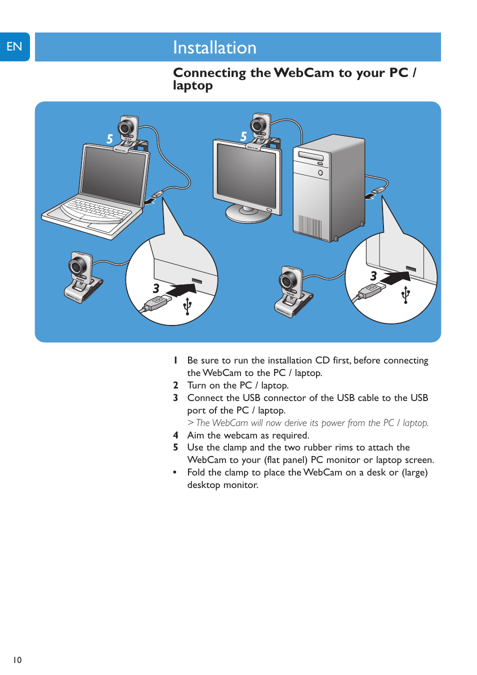 Chapter, Installation | Philips SPC1005NC User Manual | Page 10 / 28