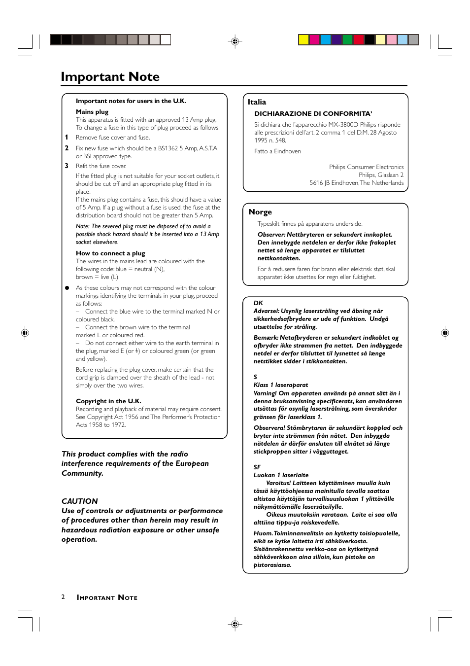 Philips MX3800D/22S User Manual | Page 2 / 24