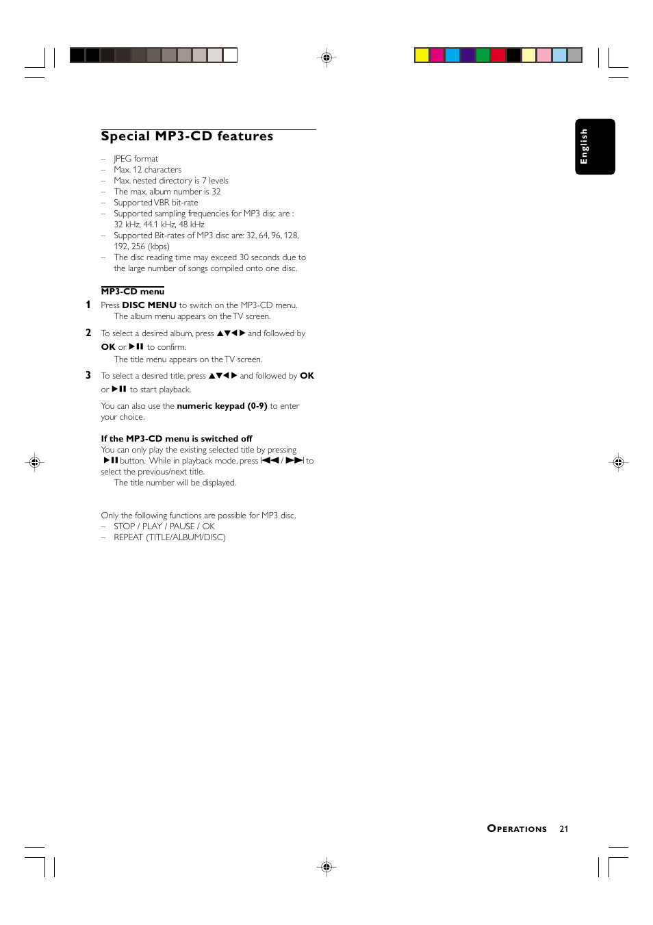 Special mp3-cd features | Philips MX3800D/22S User Manual | Page 21 / 24