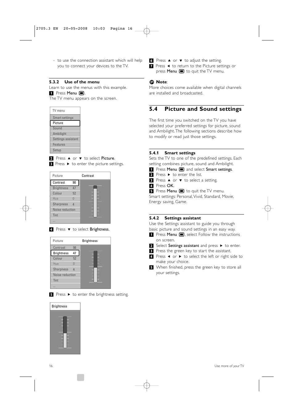 4 picture and sound settings | Philips 32PFL9603 User Manual | Page 18 / 68