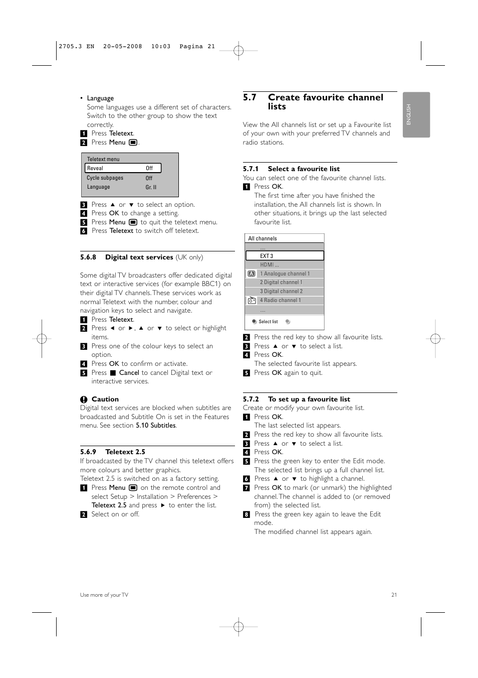 7 create favourite channel lists | Philips 32PFL9603 User Manual | Page 23 / 68