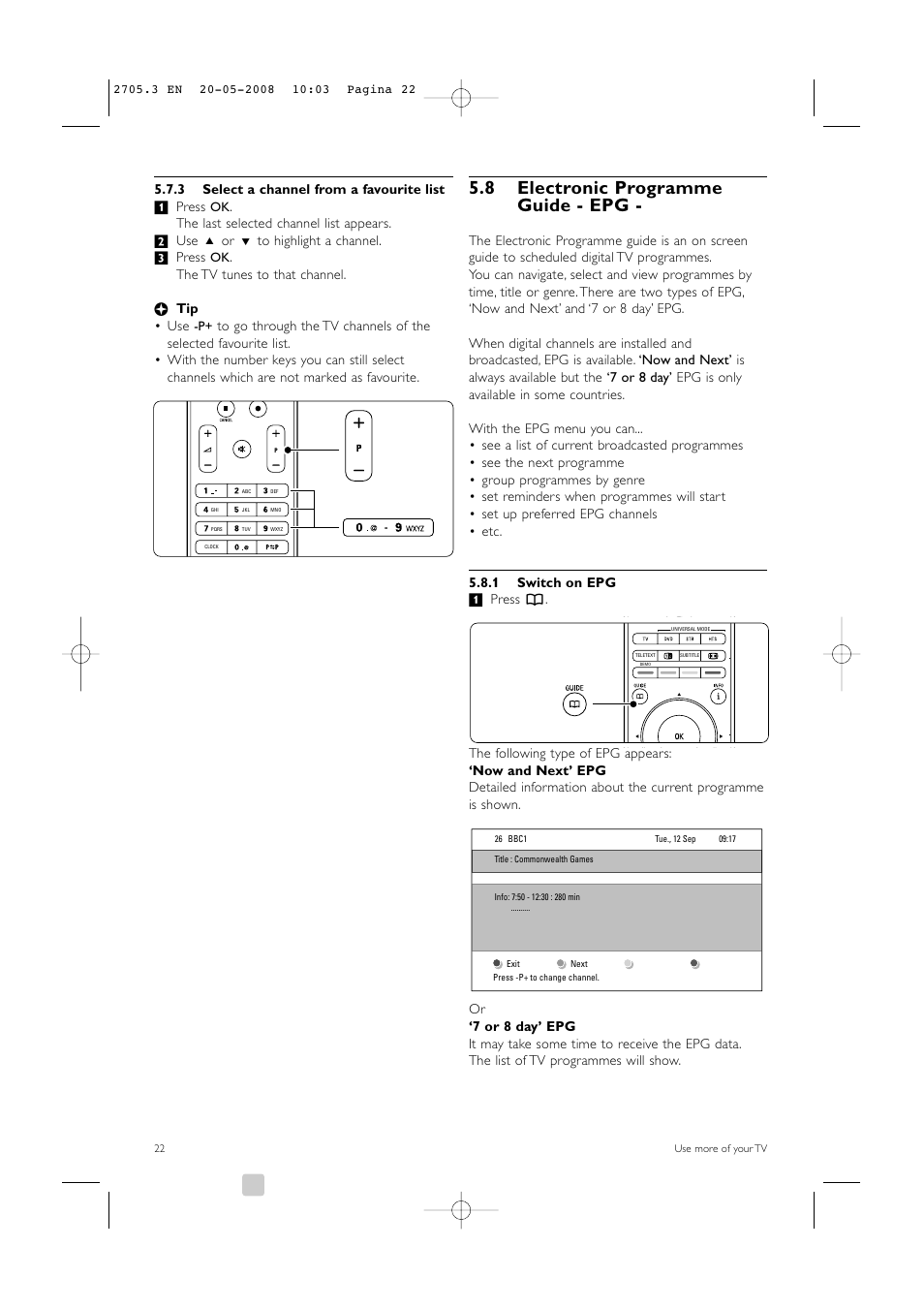 8 electronic programme guide - epg | Philips 32PFL9603 User Manual | Page 24 / 68