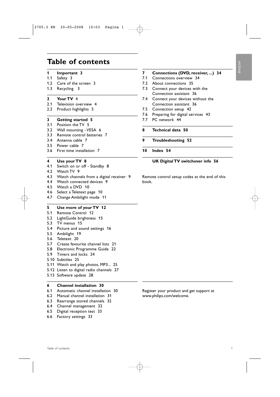 Philips 32PFL9603 User Manual | Page 3 / 68