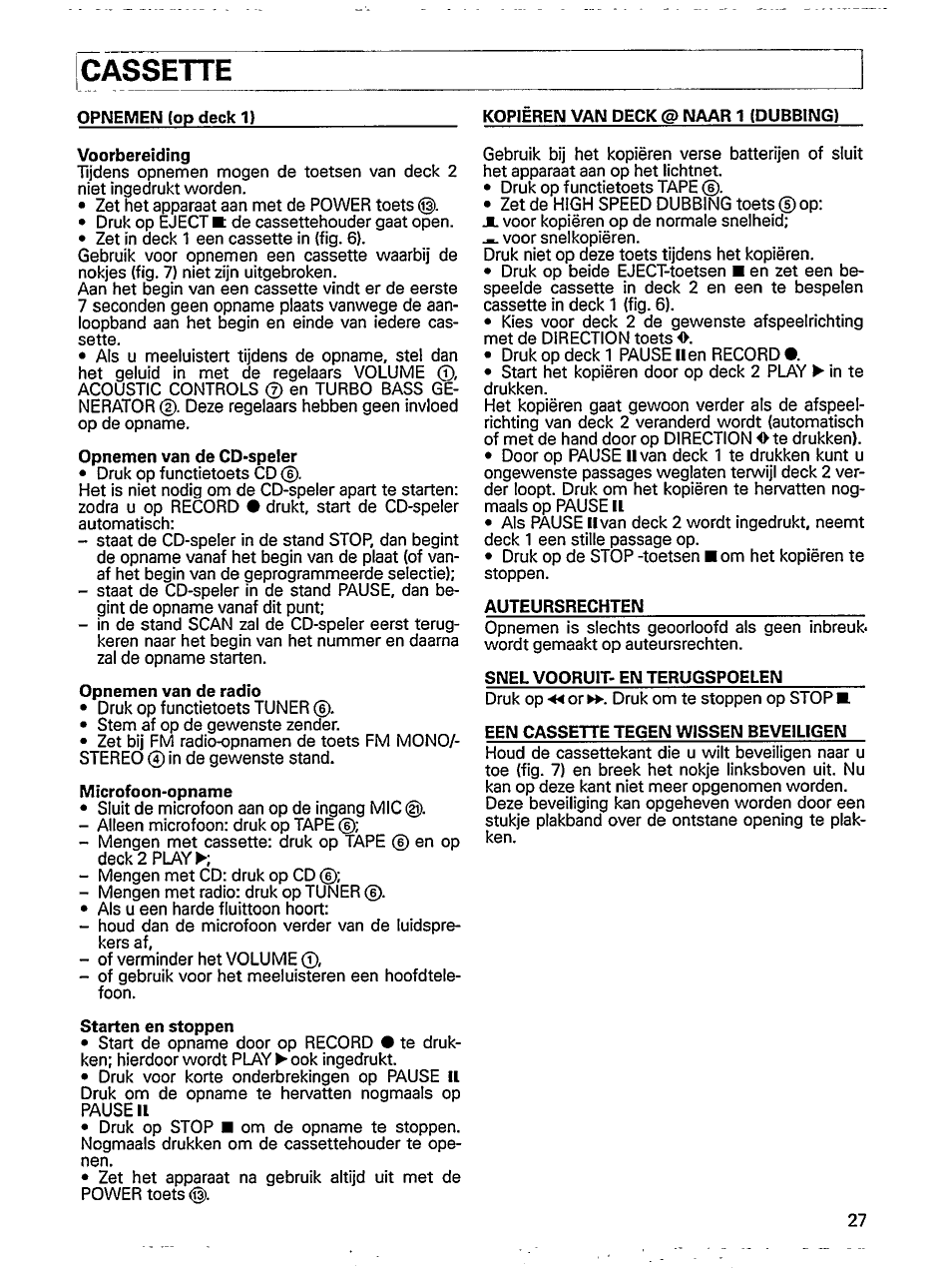 Cassette | Philips RADIO CASETTE RECORDER/CD PLAYER AZ 8304 User Manual | Page 9 / 14