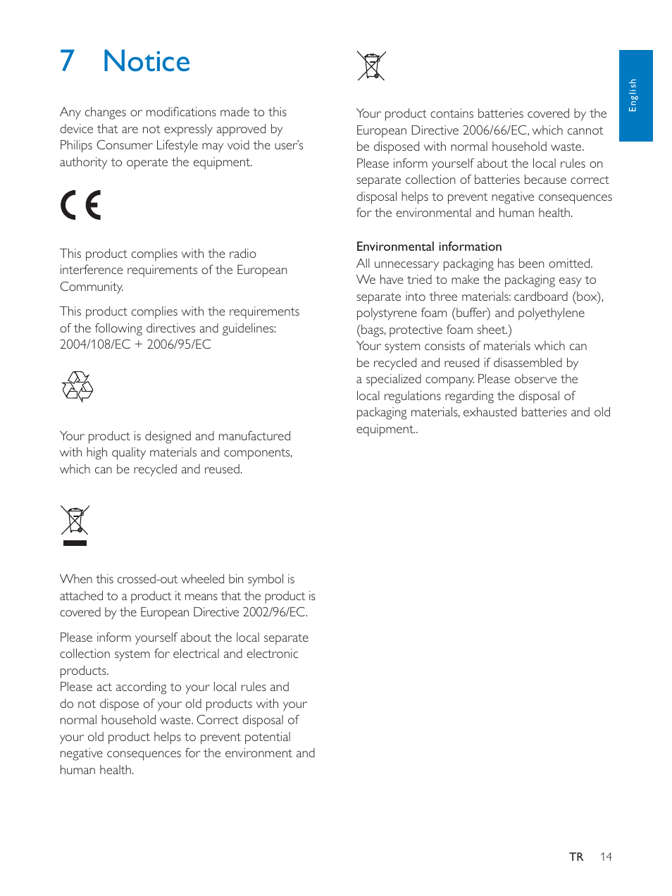 7 notice | Philips AE5250 User Manual | Page 14 / 17