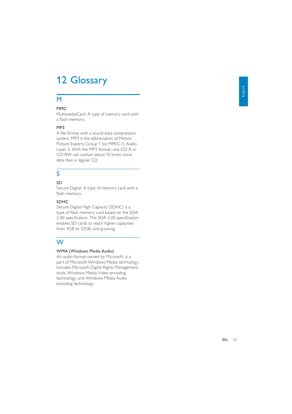 12 glossary | Philips CEM250 User Manual | Page 32 / 34